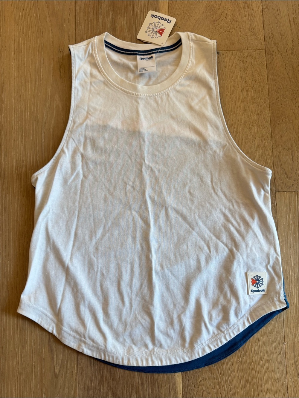 Reebok White ES Tank Top with Navy Red Trim